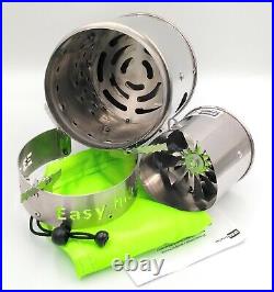 Wood burning camping stove with built-in air pump block Airwood Heavy Duty