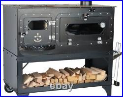 Wood burning stove, cooker stove, oven stove, portable wheel garden stove