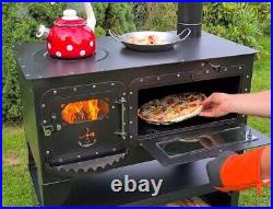 Wood burning stove, cooker stove, oven stove, portable wheel garden stove