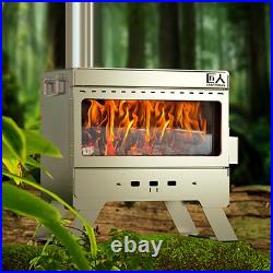 Wood stove, stainless steel camping tent stove, portable wood burning stove