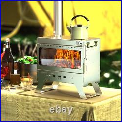 Wood stove, stainless steel camping tent stove, portable wood burning stove