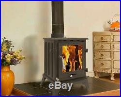 Woodburner Cast Iron Log Burner Multifuel Wood Burning Stove Fireplace 5KW CR-A5