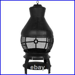 Wrought Iron Chimney Stove Wood Burning Fire Pit Fireplace For Garden Backyard
