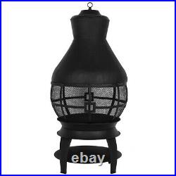 Wrought Iron Chimney Stove Wood Burning Fire Pit Fireplace For Outdoor Practical
