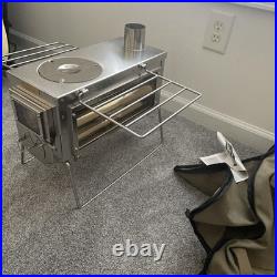 XCMAN Camping Tent Wood Stove with 6 Section Chimney Pipes, Three-View Windows