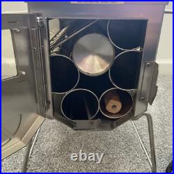 XCMAN Camping Tent Wood Stove with 6 Section Chimney Pipes, Three-View Windows